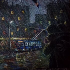 Картина маслом А. Ягужинской "Ночной дождь"