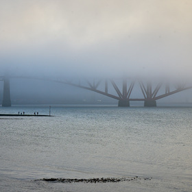 Firth of Forth Rail Bridge in fog