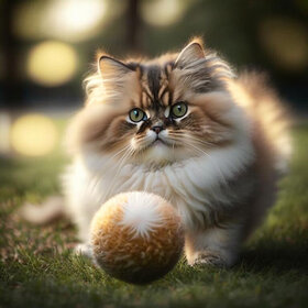 Маленький котёнок с мячиком играет )))))))))