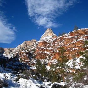 Зимний пейзаж, Национальный парк Зайон, штат Юта, США.