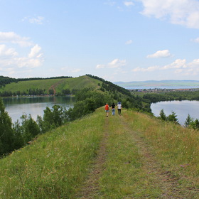 Три озера: Круглое, Большое и Малое. Красноярский край.